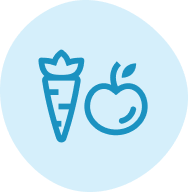 Carrot and apple icon.